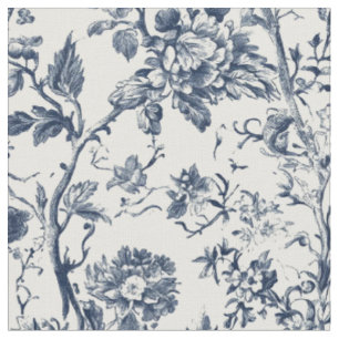 Tissu Motif de branche de toile florale bleue