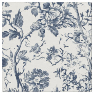 Tissu Motif de branche de toile florale bleue