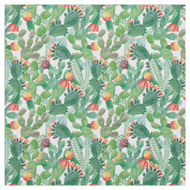 Tissu Motif de cactus d'aquarelle (Échantillon)