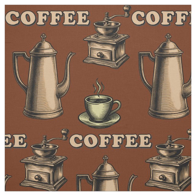Tissu Motif de café rétro (Échantillon)