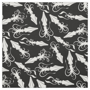 Tissu Motif de calmar blanc