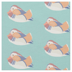 Tissu Motif de canard Mandarin bleu Turquoise