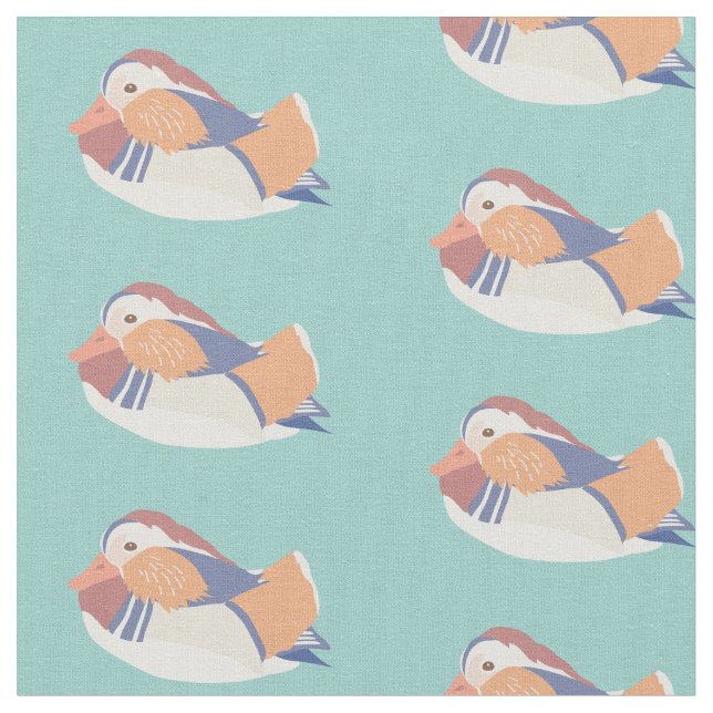 Tissu Motif de canard Mandarin bleu Turquoise (Fermer)