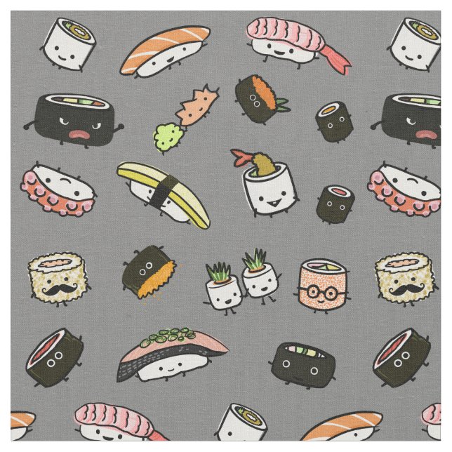 Tissu Motif de caractères de sushi (Fermer)