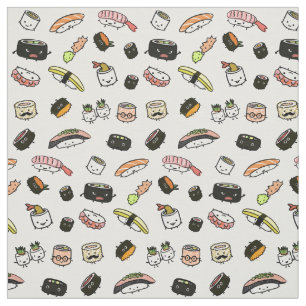 Tissu Motif de caractères de sushi