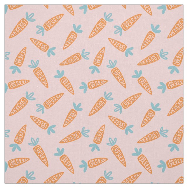 Tissu Motif de carottes mignonnes sur rose clair (Échantillon)