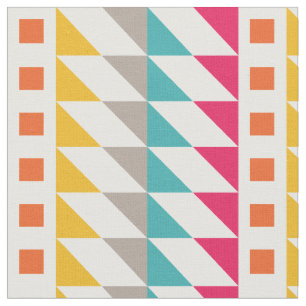 Tissu Motif de carrés zigzag aztèques rétro colorés