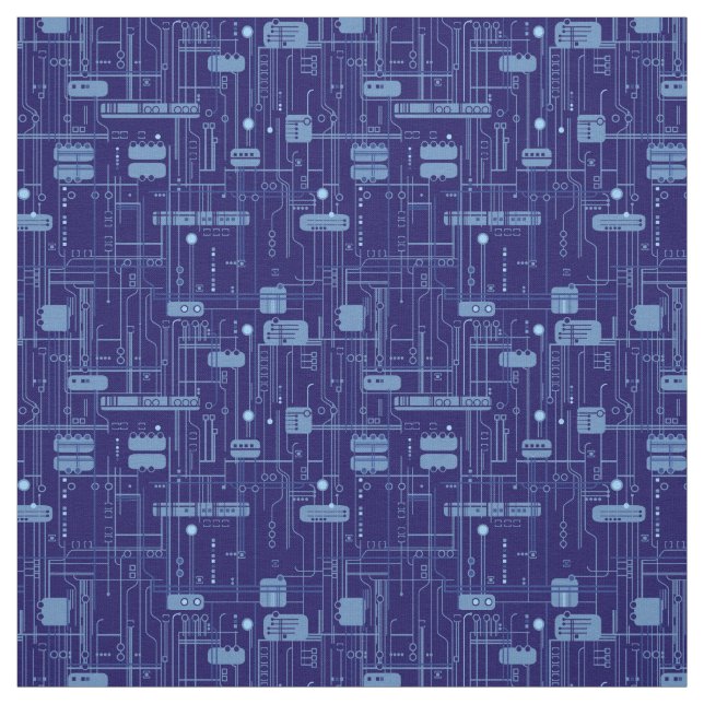 Tissu Motif de carte de circuit bleu (Échantillon)