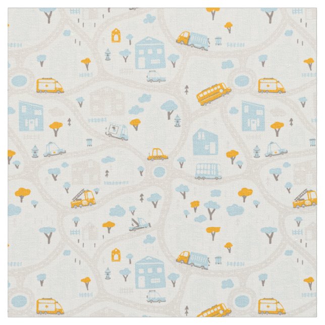 Tissu Motif de carte de quartier de Cute Pastel (Fermer)