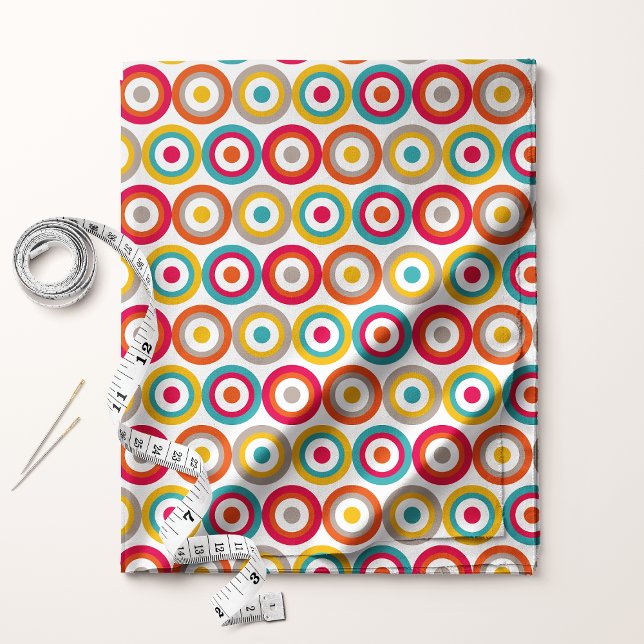 Tissu Motif de cercles concentriques rétro colorés (Créateur téléchargé)