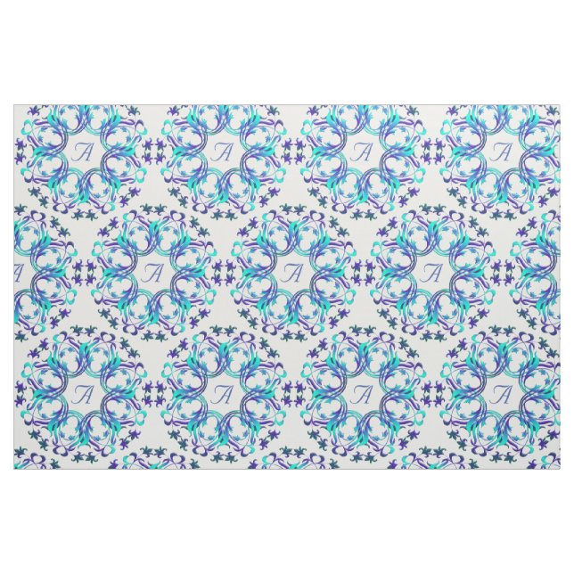 Tissu motif de cercles de damassé. Monogramme (Fat Quarter)