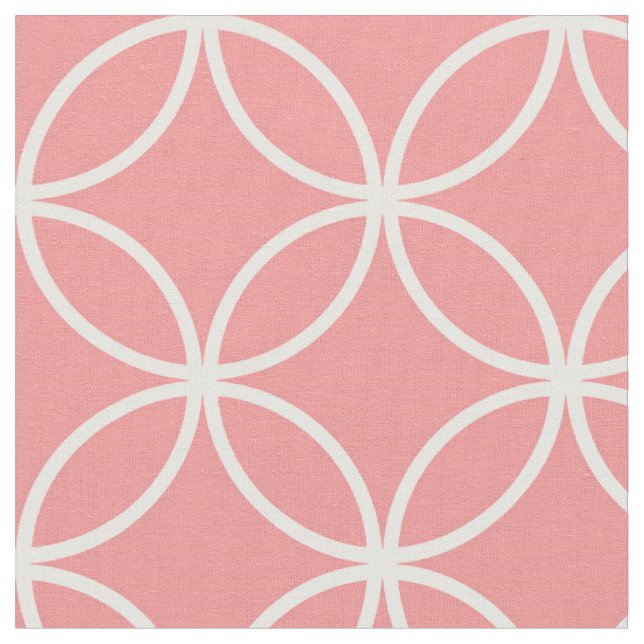 Tissu Motif de cercles superposés rose et blanc mignon (Fermer)