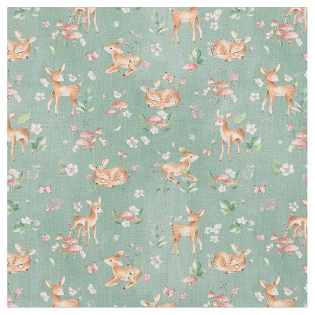 Tissu Motif de cerfs à l'aquarelle (Fermer)