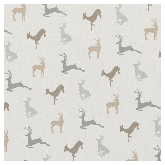Tissu Motif de cerfs communs de hanche dans des bruns (Fermer)