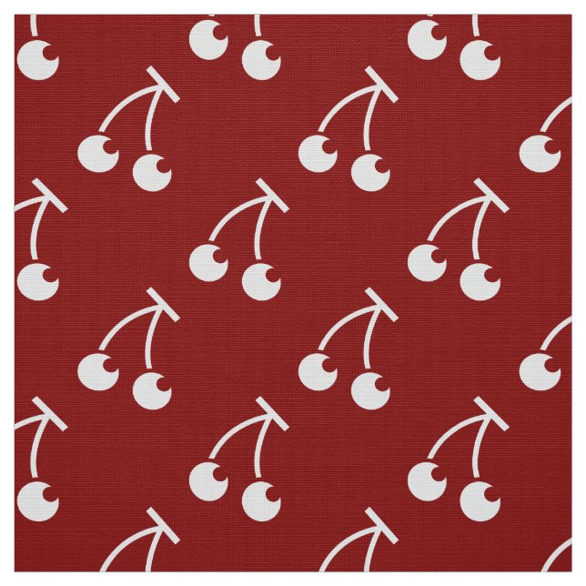 Tissu motif de cerises blanches rouges (Échantillon)