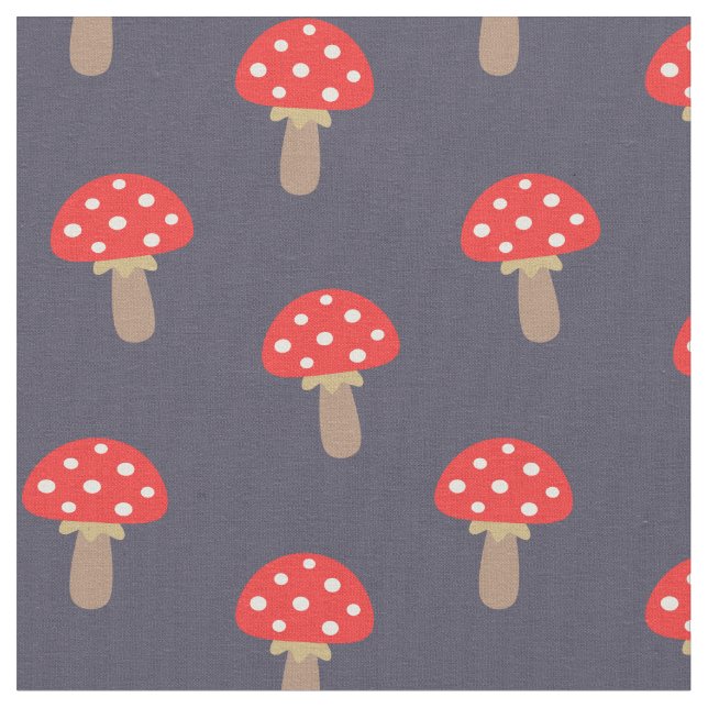 Tissu Motif de champignons Pots Rouges (Fermer)