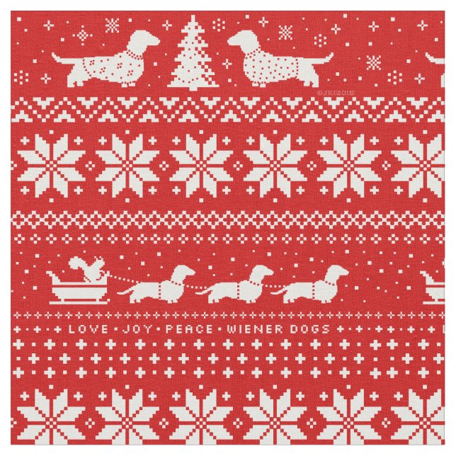 Tissu Motif de chandail de Noël de teckels (Fermer)