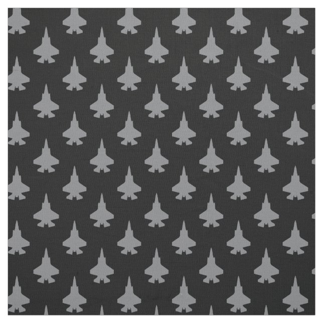 Tissu Motif de chasse gris F-35 Lightning 2 sur noir (Échantillon)