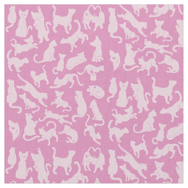 Tissu Motif de chat rose (Fermer)