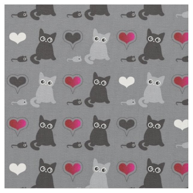 Tissu motif de chaton et de souris (Fermer)