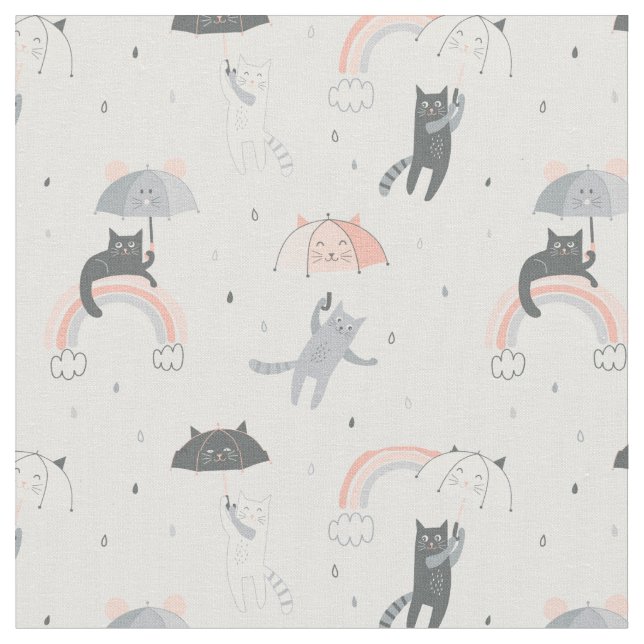 Tissu Motif de chats à plume (Fermer)