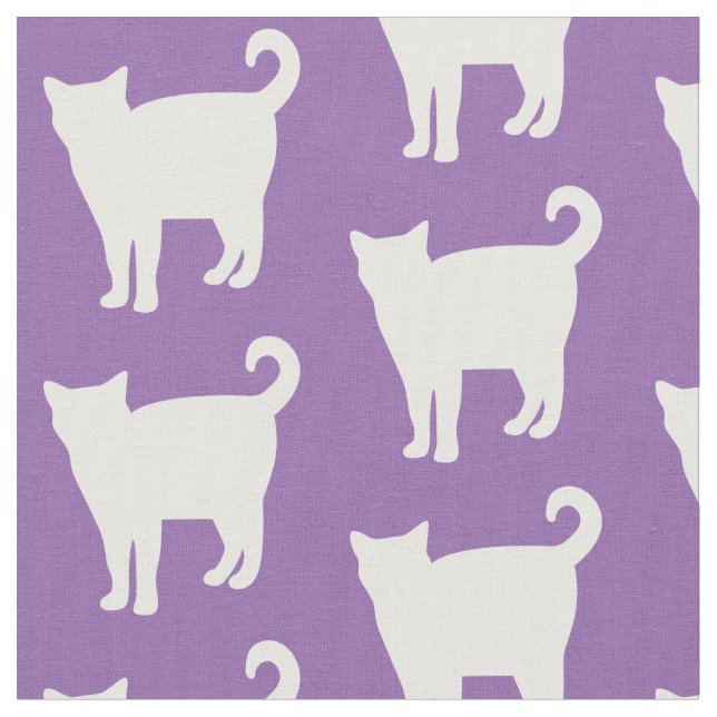 Tissu Motif de chats blancs| Violet (Fermer)