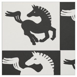 Tissu Motif de chevaux noirs et blancs