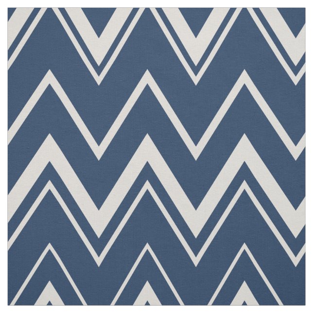 Tissu motif de chevron blanc et bleu marine moderne (Échantillon)