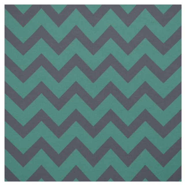 Tissu motif de chevron bleu indigo et vert émeraude (Échantillon)