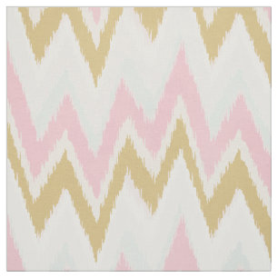 Tissu Motif de chevron tribal ikat en or rose pastel chi