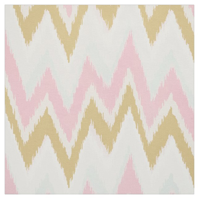 Tissu Motif de chevron tribal ikat en or rose pastel chi (Échantillon)