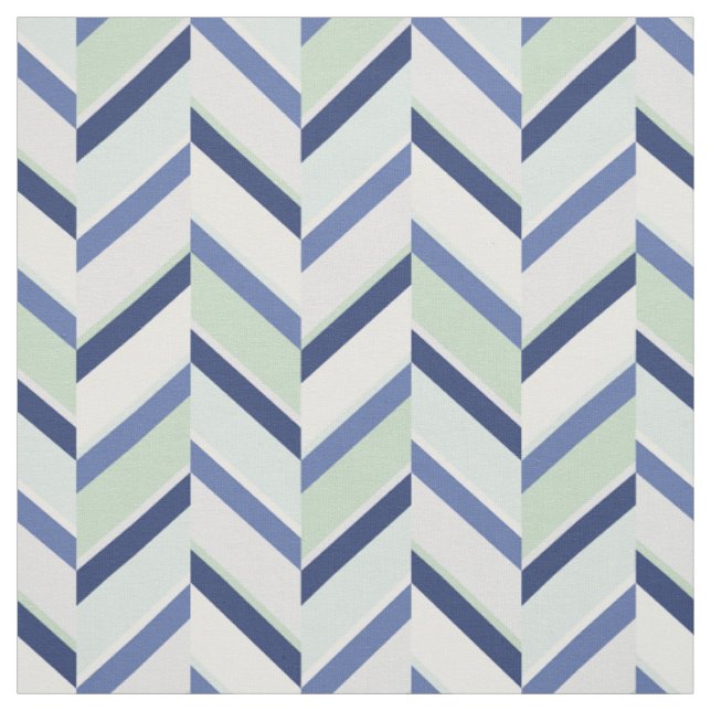 Tissu motif de chevrons géométriques chic bleu et vert (Échantillon)