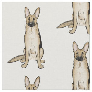 Tissu Motif de chiens bergers allemands légers Tan Art