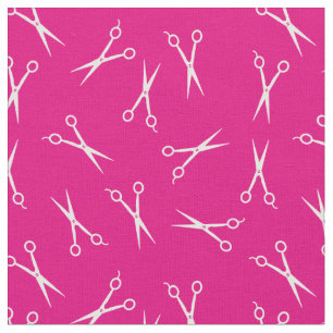 Tissu Motif de ciseau simple rose chaud