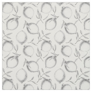 Tissu Motif de citron dessiné à la main