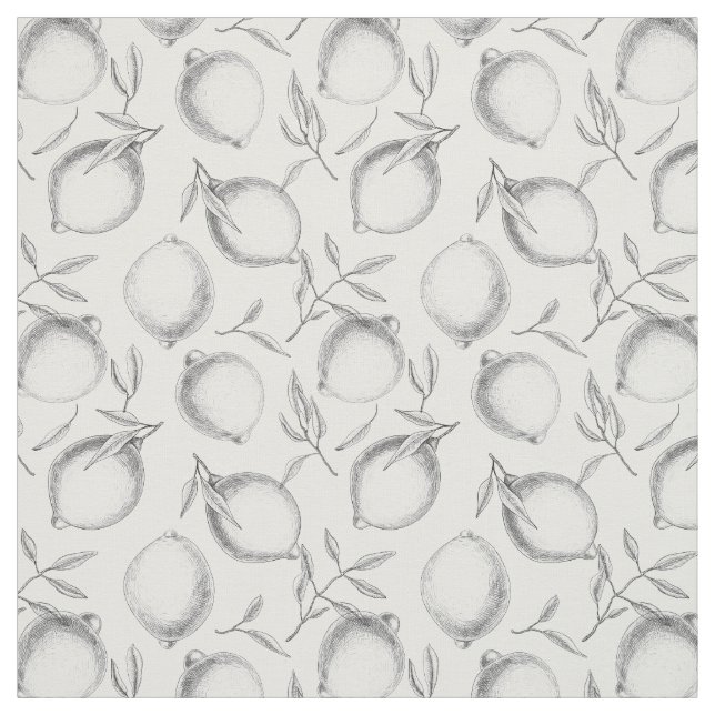 Tissu Motif de citron dessiné à la main (Échantillon)