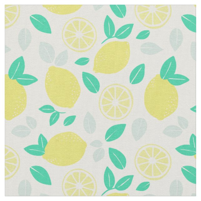 Tissu Motif de citron d'été en crème (Fermer)