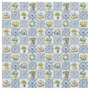 Tissu Motif de citron d'été méditerranéen