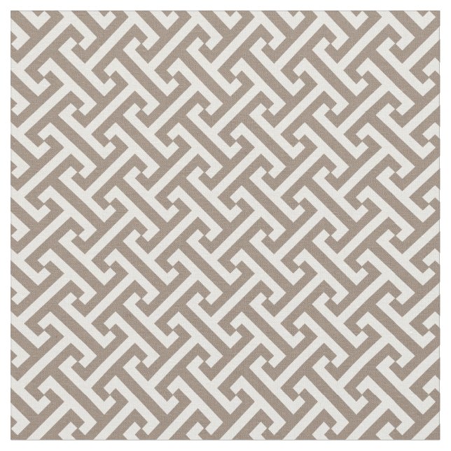 Tissu Motif de clé grecque Brown Mocha (Fermer)