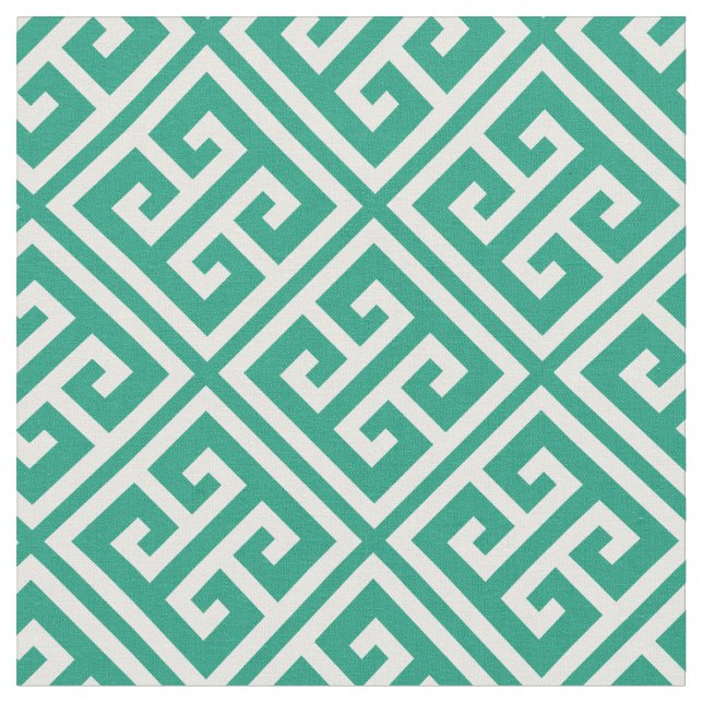 Tissu Motif de clé grecque Emerald Green (Fermer)
