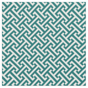 Tissu Motif de clé grecque Turquoise foncée