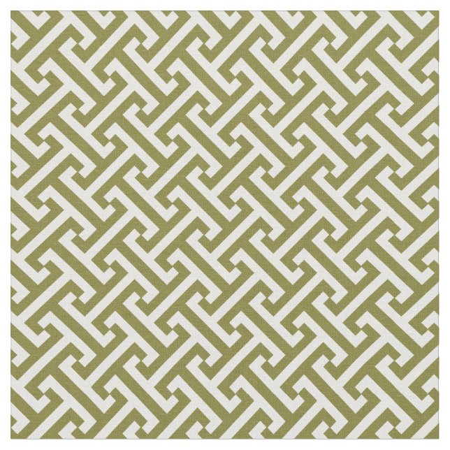 Tissu Motif de clé grecque vert olive (Fermer)