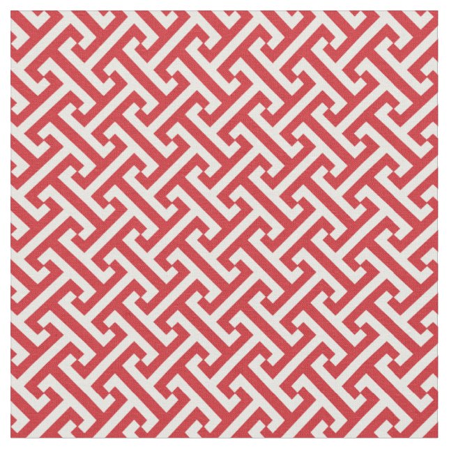 Tissu Motif de clé rouge grec (Fermer)