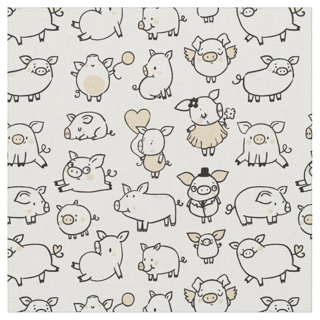 Tissu Motif de cochon Papier de joli cochonnet (Fermer)