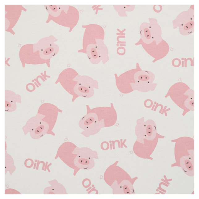 Tissu Motif de cochons de ferme roses mignons (Échantillon)