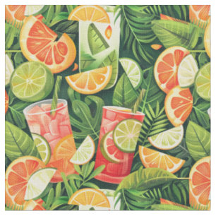 Tissu Motif de cocktail d'agrumes tropicaux