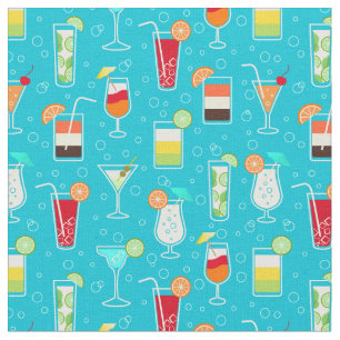Tissu Motif de cocktail sur l'arrière - plan turquoise