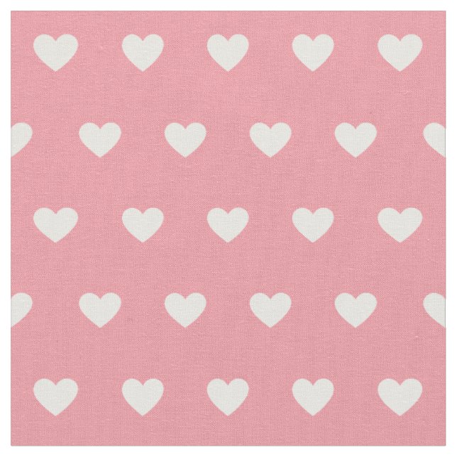 Tissu Motif de coeur blanc rose mignon (Fermer)