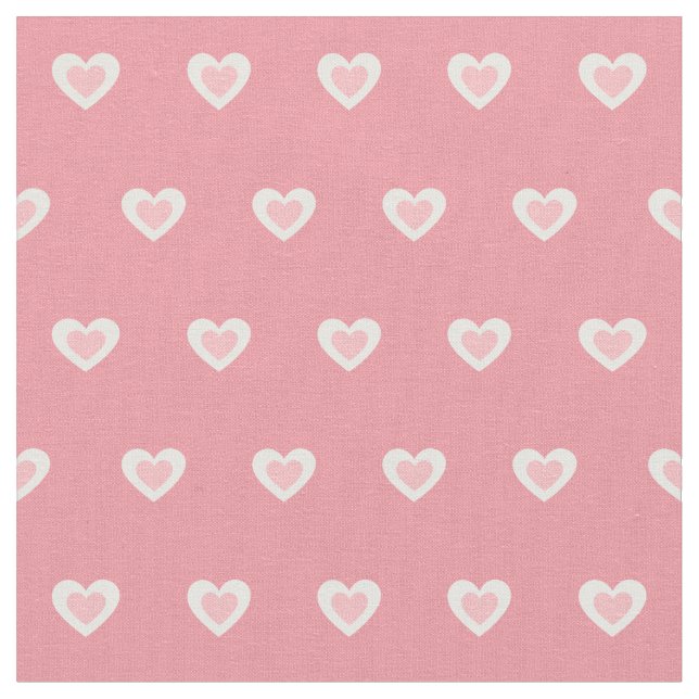 Tissu Motif de coeur blanc rose mignon (Fermer)