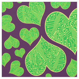 Tissu Motif de coeur de carte de vert d'amour de geek